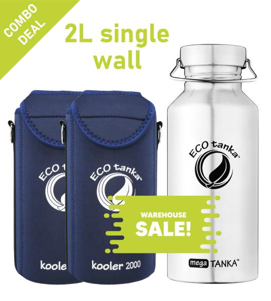 COMBO megaTANKA 2.0L with Mega S.S. Lid and 2 Kooler Covers (Dark Blue)