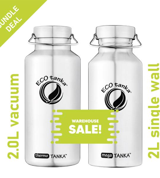 COMBO megaTANKA 2.0L with Mega S.S. Lid and thermoTANKA 2.0L with Mega S.S. Lid 2 Bottles