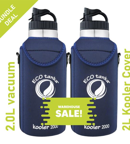 COMBO thermoTANKA 2.0L with Mega PP Lid 2 Bottles 2 Kooler Covers (Dark Blue)